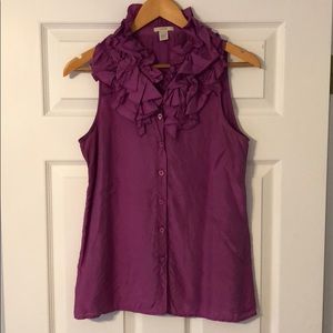 J Crew silk ruffle collar blouse